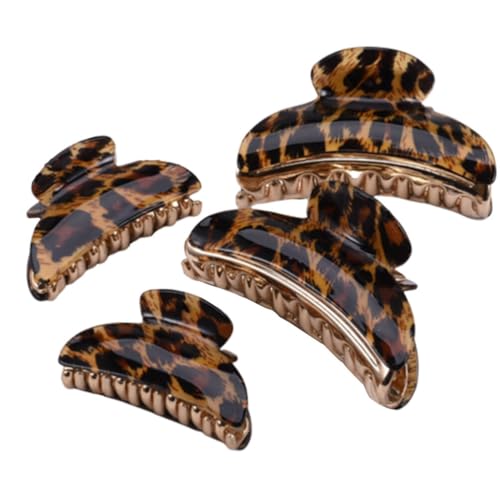 FRCOLOR 4stücke Leopard Haarklammern Große Acryl Haarklemmen Für Damen Und Mädchen Und Haarschmuck Für Dickes Und Dünnes Haar Trendige Tiermuster Haarklipps von FRCOLOR