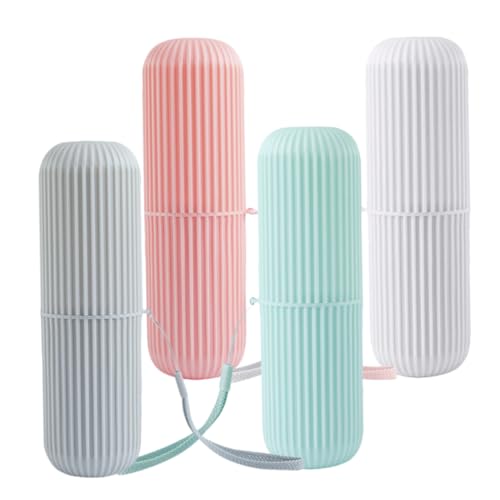 FRCOLOR 4stücke Reisezahnbürstenetui Aus Zahnbürstenbox Mit Zahnpastalagerung Tragbarer Organizer Für Hotel Und Outdoor Pp-Materialien Für Langlebigkeit von FRCOLOR