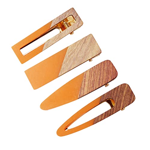 FRCOLOR 4stücke Retro Acryl Und Holz Haarklammern Set Für Damen Set Orange Minimalistische Haarspangen Leichte Und Langlebige Haaraccessoires Für Frauen Und Mädchen von FRCOLOR