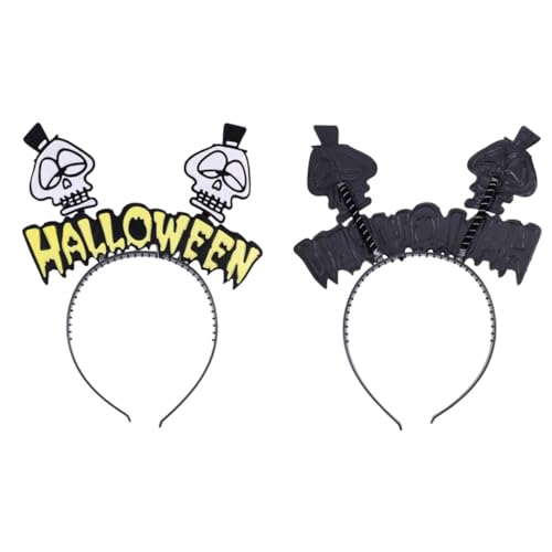 FRCOLOR 4stücke Skelett Haarschmuck Halloween-kopfschmuck Haarreif Aus Kunststoff Schwarz Und Gelb Kostüm-requisiten Für Erwachsene von FRCOLOR