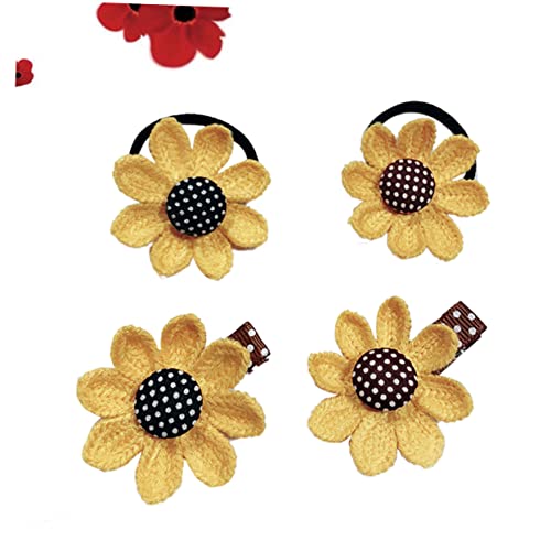 FRCOLOR 4stücke Sonnenblumen Haarring Haargummis Und Haarspangen Für Junge Mädchen Haar-accessoires Mit Blütenknospe Motiven Langlebig Und Lichtecht von FRCOLOR