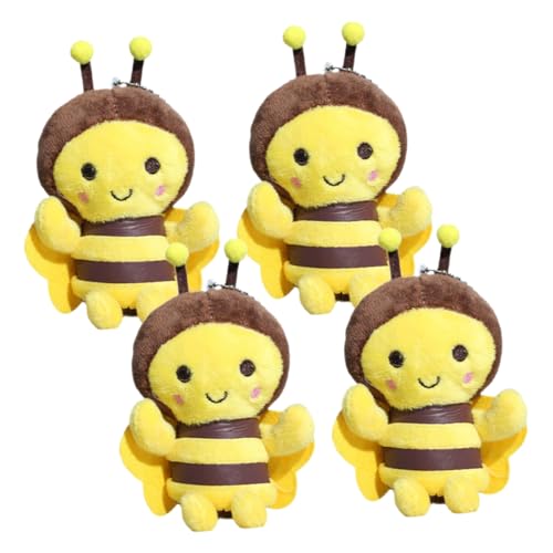 FRCOLOR 4stücke Teiliges Plüsch Schlüsselanhänger Biene Süßes Bee Pendant Für Rucksack Tasche Geldbörse Niedliche Deko Für Junge Mädchen Und Sammler von FRCOLOR