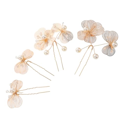 FRCOLOR 4stücke U-förmige Haarspangen Mit Perlenschmuck Blumen Für Braut Und Brautjungfern Hochzeitsaccessoires Für Und Mädchen von FRCOLOR
