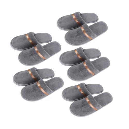 FRCOLOR 5 Paare Faltbare Hausschuhe für Damen und Herren Leichte Rutschfeste Indoor Slipper Tragbare Gästehausschuhe für Hotel Reise Spa und Salon Komfortabel und Platzsparend von FRCOLOR