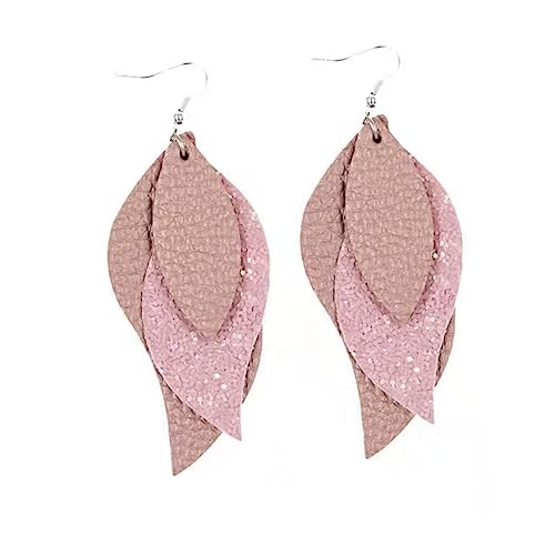 FRCOLOR 5 Paare Kreative Ohringe im Blattdesign Mehrschichtige Lederohrringe für Damen Vielseitige Dekoration für Verschiedene Anlässe von FRCOLOR