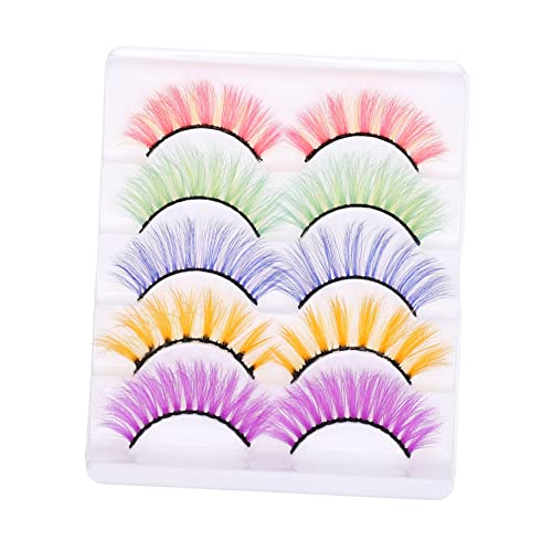 FRCOLOR 5paare Bunte Wimpern Kunstwimpern Für Frauen Makeup-wimpern Mit Simulation Pelz Für Partys Cosplay Und Fotografie von FRCOLOR