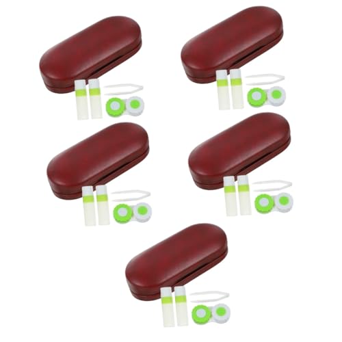 FRCOLOR 5 Sätze Doppellagiges Brillenetui Etui für Sportbrillen Gläser Brillenbehälter Brillentrage-Organizer Kette doppeltes Brillenetui Kontakte liefern Reisematerial Pu rot von FRCOLOR