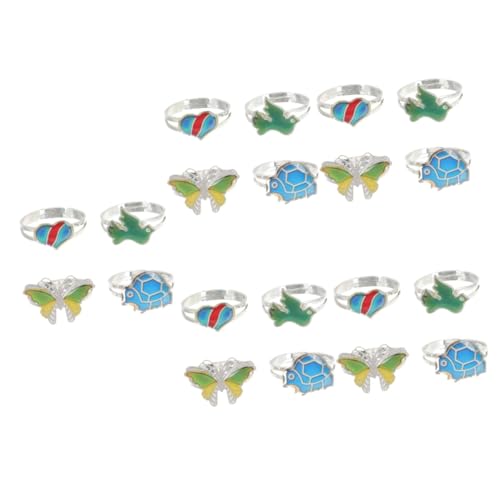 5 Sätze Stimmungsringe Für Einstellbare Tiermuster Farbwechsel Ringe Für Frauen Lustige Cartoon Designs Geschenkidee Für Jede Gelegenheit 4 Stück * 5 von FRCOLOR