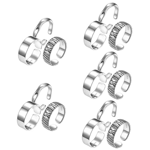 FRCOLOR 5 Sätze Teiliges Herrenring Retro Offene Ringe Verstellbar Für Karneval Cosplay Club Street Dance Stilvolles Accessoire Für Männer 3 Stück * 5 von FRCOLOR