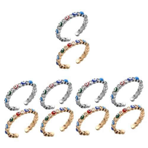 FRCOLOR 5 Sätze Verstellbare Evil Eye Ringe Für Damen Schlichte Fingerringe Vielseitig Kombinierbar Anpassbar 2 Stück * 5 von FRCOLOR
