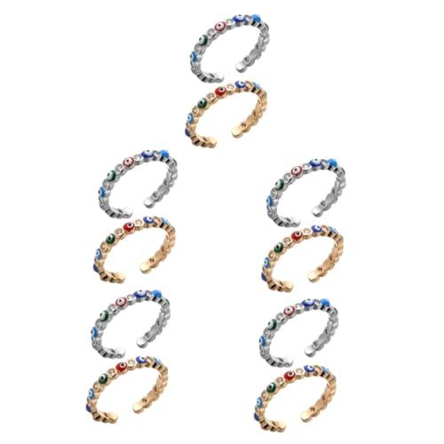 FRCOLOR 5 Sätze Verstellbarer Evil Eye Ring Für Damen Modischer Finger Ring Vergoldetem Elegant Für Verschiedene Anlässe Outfits 2 Stück * 5 von FRCOLOR