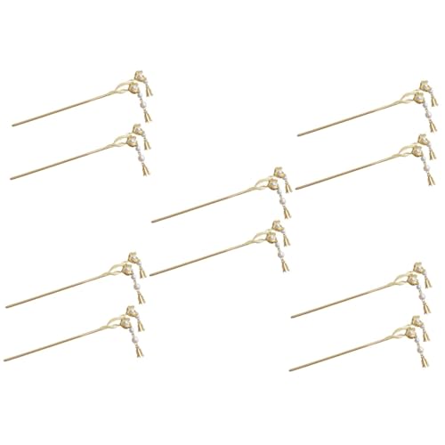 FRCOLOR 5 Sets Blumenquasten Haarnadel Haarstab Für Mädchen Haarstäbchen Metall Haargabel Design Frauen Haar-accessoire Für Dutts 2 Stück * 5 von FRCOLOR