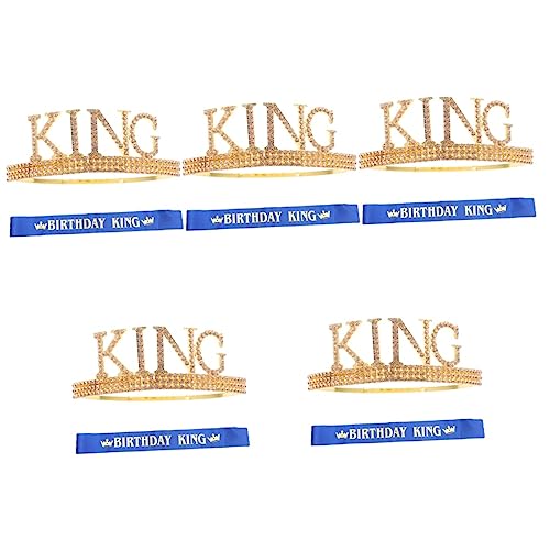 FRCOLOR 5 Sätze Geburtstagskrone Für Männer Königliches Königsstirnband Für Kinder Goldene Tiara-kronen Geburtstagsfeier Krone Bling-krone Leistungsrequisiten Cosplay Strass Mann von FRCOLOR