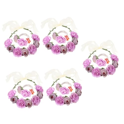 FRCOLOR 5 Sets Blumenkopfschmuck Hochzeitskronen-set Corsage Blumenstirnband Für Frauen Mädchen Blumenkronen-paket von FRCOLOR