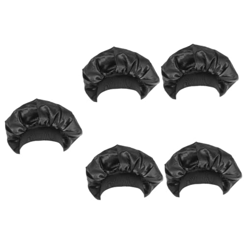 FRCOLOR 5 Stk Haarhut Schlafmütze Aus Seide Turban-duschhaube Stirnbänder Für Damen Schwarz Frauen Haarhaube Salon-schlafhaubenkappe Haarausfall Kappe Fräulein Satin Nachts Strickmütze von FRCOLOR