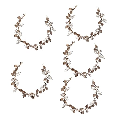 FRCOLOR 5st Blatt Haarband Hinterlässt Kopfbedeckungen Haarschmuck Für Damen Ast Goldene Kopfbedeckung Haarschmuck Für Frauen Hochzeit Blumenmädchen Haarschmuck Braut Legierung Kleid Blüte von FRCOLOR