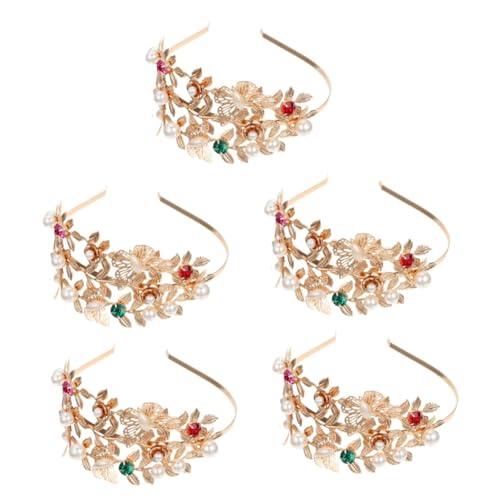FRCOLOR 5 Stück Blattperlen Stirnband Haarbänder Für Damen Haarbänder Für Mädchen Perlen Haarbänder Damen Stirnband Mädchen Stirnband Haarbänder Schmetterlinge Stirnbänder von FRCOLOR