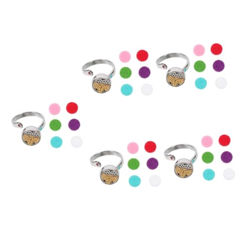 FRCOLOR 5 Stück Einstellbarer Aromatherapie Ring für Ätherische Öle Vergoldeter Offener Fingerring mit Bienenmotiv Eleganter Finger Schmuck von FRCOLOR