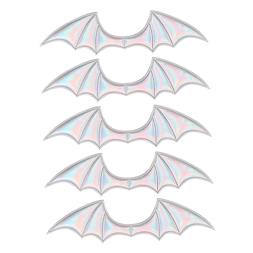 FRCOLOR 5 Stück Fledermaus Haarnadel Patch aufnähen Fledermausflügel Haarschmuck schwarze Zierleiste Haarband halloween haarschmuck Kleidung liefert Haardekoration Stoff Silver von FRCOLOR