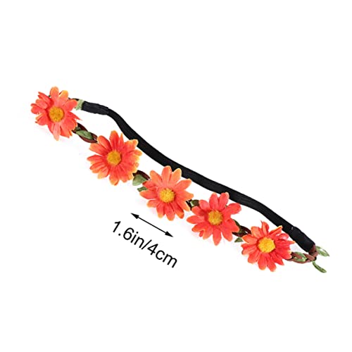 FRCOLOR 5stücke Hawaiianischer Sonnenblumen-haarband- Boho-stil Blumengirlande Für Strand -events Handgefertigte Haarschmuck-dekoration Leuchtendem Orange von FRCOLOR