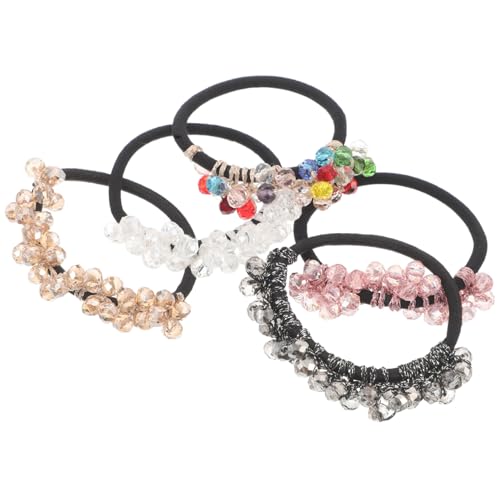 FRCOLOR 5 Stück Kristall Haargummis für Mädchen Elastische Funkelnde Strass Armband-haarbänder Boho Pferdeschwanz Halter Vielseitige Stylische Flecht-haar-accessoires von FRCOLOR