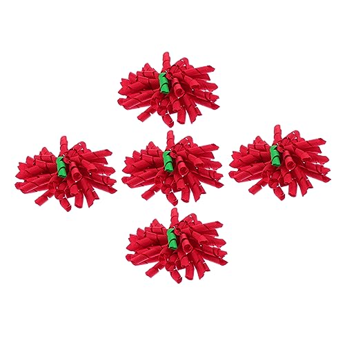 FRCOLOR 5st Lockige Haarspange Weihnachts-haarspangen Weihnachtspferdeschwanzhalter Weihnachtsparty Gefallen Korker Haarspangen Weihnachtsspangen Urlaub Mädchen Schleife Kind Polyester von FRCOLOR