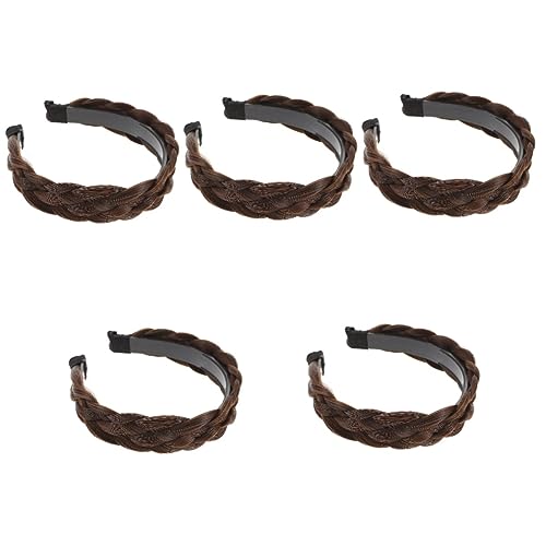 FRCOLOR 5st Perücke Stirnband Geflochtene Stirnbänder Für Damen Haarschmuck Für Damen Haargummis Für Frauen Geflochtener Haargummi Matter Hochtemperaturdraht Ein Körper Fräulein Flechten von FRCOLOR