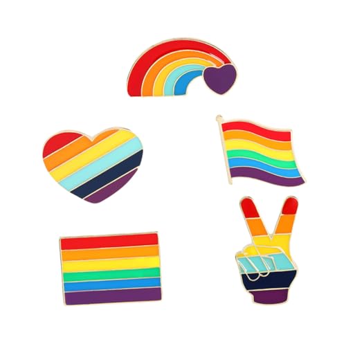 FRCOLOR 5 Stück Regenbogen Broschen Anstecknadeln aus Legierung Stilvolle Lgbt Accessoires Vielseitige Bunte Pins für Kleidung Taschen Jacken als Party Deko und Stolz Symbol von FRCOLOR