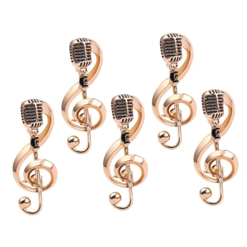FRCOLOR 5 Stück Retro -musikbrosche Musiknotiz Schmuck Brosche Für Musikinstrumente Musikalische Brosche Musiknote Pin Hip Pop Accessoires Lustige Broschennadeln Golden Zinklegierung von FRCOLOR