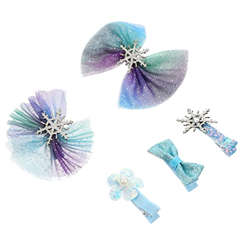 FRCOLOR 5 Stück Schneeflocken Haarspangen Clips Haarspangen Schnapp Haarschleifen Für Mädchen Grüne Haarschleife Kleine Haarklammern Weihnachts Haarspangen Haargummis Schleifen von FRCOLOR