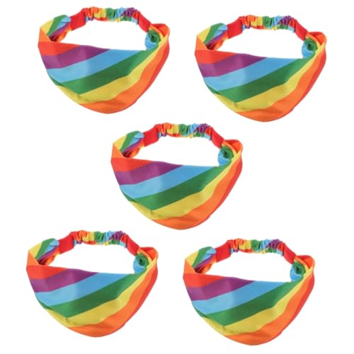 FRCOLOR 5 Stück Sport Stirnband Dochtwirkung Schweißband Schweißbänder Damen Regenbogen Trainieren Sportlich Rot Elastisches Workout-stirnband Fitness-stirnband Stoff von FRCOLOR