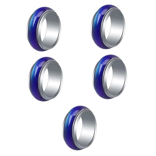 FRCOLOR 5 Stück Stimmungsring für Männer Frauen Temperaturwechselnd Eleganter Modeschmuck Langlebig Robust für Tägliche Nutzung für Jede Gelegenheit von FRCOLOR