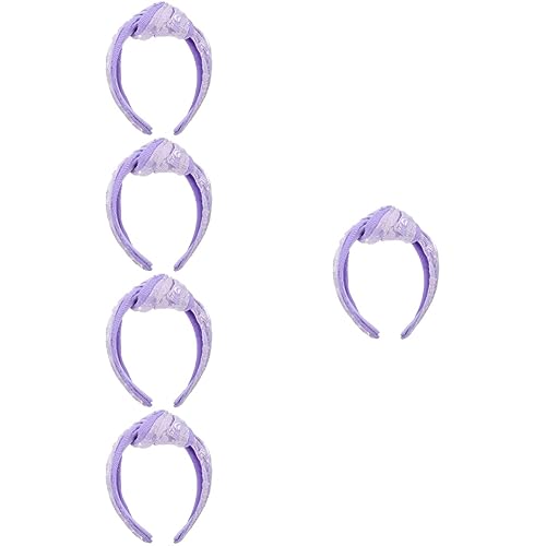 FRCOLOR 5St Stirnband haarschmuck Haarbänder Tiara für Mädchen Tuch breit Knoten Frauen Haarband Vintage Stirnbänder kreuzen schmücken Haarteil Kopfbedeckung Fräulein Schal Gaze Violett von FRCOLOR