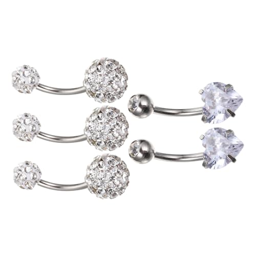 FRCOLOR 5 Stück Teiliges Bauchnabelpiercing mit Zirkonia Langlebig Rostfrei Modisch Komfortabel Design für Damen und Mädchen Auffälliger Körperschmuck FRCOLOR 5 Stück Teiliges Bauchnabelpiercing mit Zirkonia Langlebig Rostfrei Modisch Komfortabel Design für Damen und Mädchen Auffälliger Körperschmuck von FRCOLOR