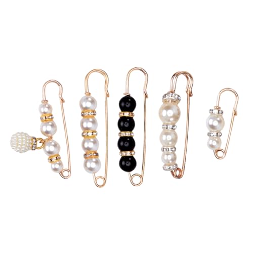 FRCOLOR 5 Stück Teiliges Broschen Set für Damen Kleidungsschnallen und Cardigan Knöpfe Hochwertigem Legierungsmaterial Elegantes Perlmuster Geschenkidee für Mütter und Freundinnen von FRCOLOR
