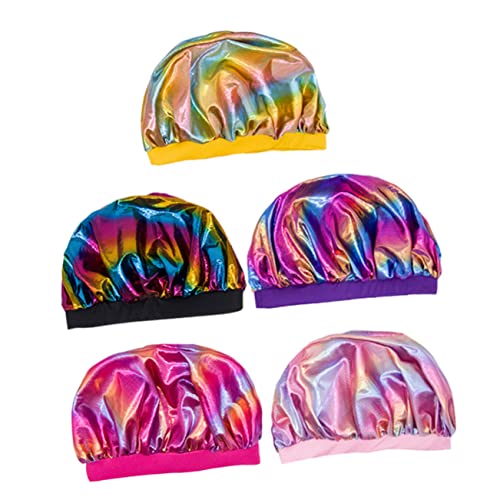 FRCOLOR 5 Stück Teiliges Buntes Haarnetz mit Breitem Elastischem Band Weiche Atmungsaktive Duschhaube und Schlafhaube für Damen und Vielseitig Schützende Haarhaube Leicht und Tragbar für von FRCOLOR