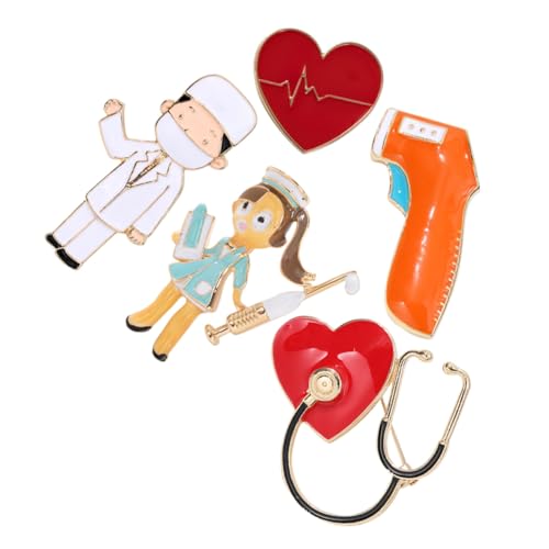 FRCOLOR 5 Stück Teiliges Cartoon Krankenschwester Broschen Leicht Farbbeständig Anstecknadeln für Ärzte und Pflegepersonal Vielseitig Kombinierbar mit Schals Jacken Taschen für von FRCOLOR