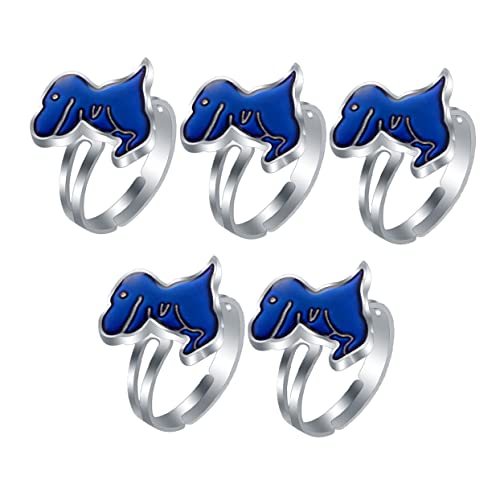 FRCOLOR 5 Stück Teiliges Dinosaurier Farbwechsel Ringe für Tragbare Dekorative Stimmungsschmuck für Jungen und Mädchen für Partys und von FRCOLOR