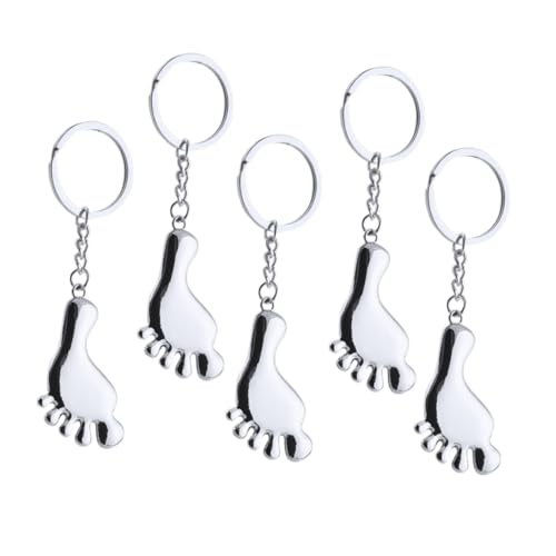 FRCOLOR 5 Stück Teiliges Fußförmiger Schlüsselanhänger aus Metall Dekorativer Schlüsselring mit Fußabdruck Design Vielseitig Einsetzbar als Taschenanhänger oder Schlüsselbund Dekoration von FRCOLOR