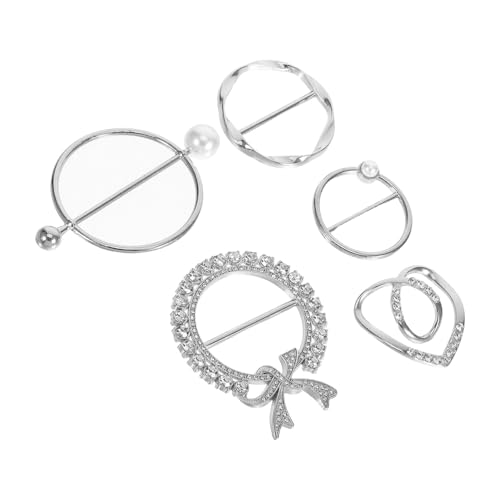 FRCOLOR 5 Stück Teiliges Metall-schalhalter mit Perlen und Strass Sicherer Knotenverschluss Vielseitig für Schals Seidenschals Taillengürtel Robuste Clips für Kleidung und Accessoires von FRCOLOR