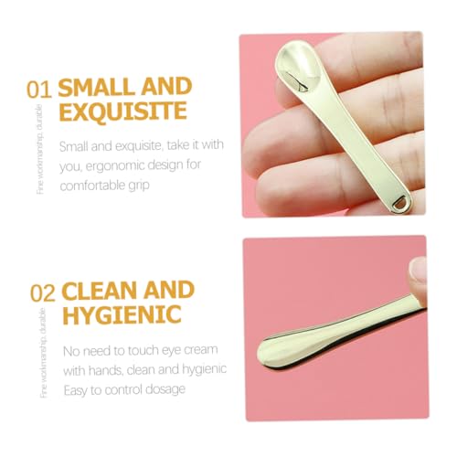FRCOLOR 5 Stück Teiliges Mini Kosmetikspatel aus Goldfarbenem Edelstahl Make up Löffel für Cremes und Hautpflege Hygienisch Leicht Tragbar für DIY Kosmetik und Tägliche Anwendung von FRCOLOR