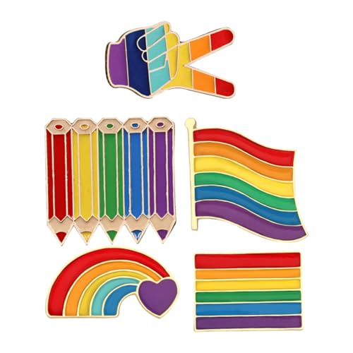 FRCOLOR 5 Stück Teiliges Modischer Broschen Regenbogen Broschen Legierung für Rucksäcke Kleidung und Hüte Kreative Designs für Vielseitige Outfits von FRCOLOR