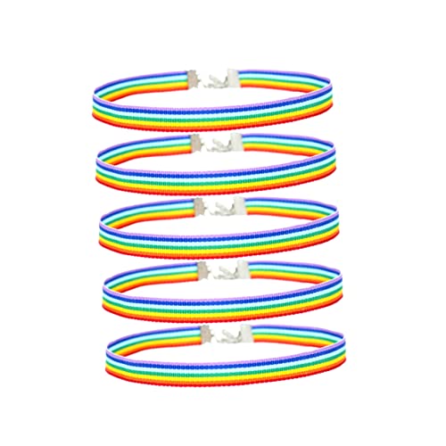 FRCOLOR 5stücke Regenbogenband Halskette Für Damen Mädchen Bunte Schlüsselbeinkette Schmuck Zubehör Halsschmuck-accessoires Für Partys Und Urlaub von FRCOLOR