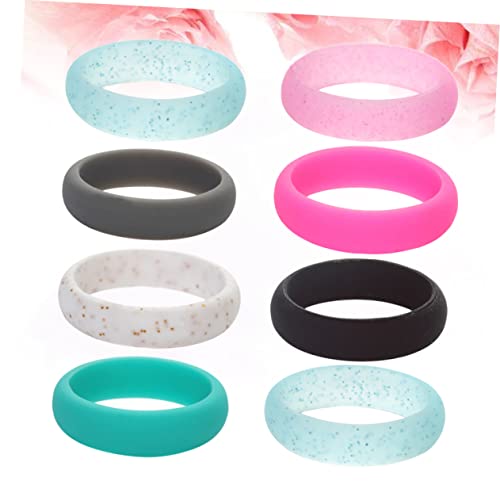 FRCOLOR 5 Stück Teiliges Silikon Finger Ring Set aus Lebensmittelechtem Material Flexibler Glitzer Knöchelring für Damen und Herren Hautfreundlich Langlebig Modisch für Zufällige Farbe von FRCOLOR