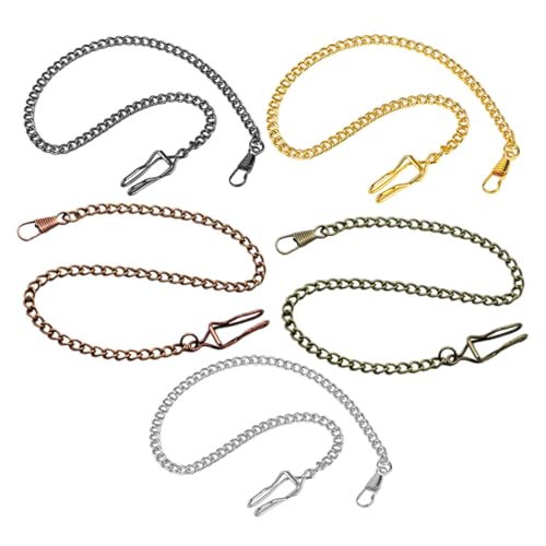 5 Stück Teiliges Taschenuhrkette Langlebigem Legierungs Material Retro Design für Herren Damen Stilvolles Zubehör für für Freunde von FRCOLOR