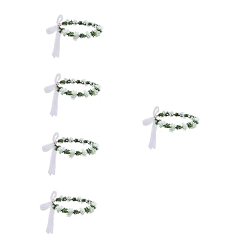 FRCOLOR 5 Stücke Blumenkopfschmuck Stirnband Für Hochzeit Braut Kopfbedeckung Hochzeit Haarband Brautjungfer Braut Blumen Mädchen Haar Zubehör Weiß von FRCOLOR
