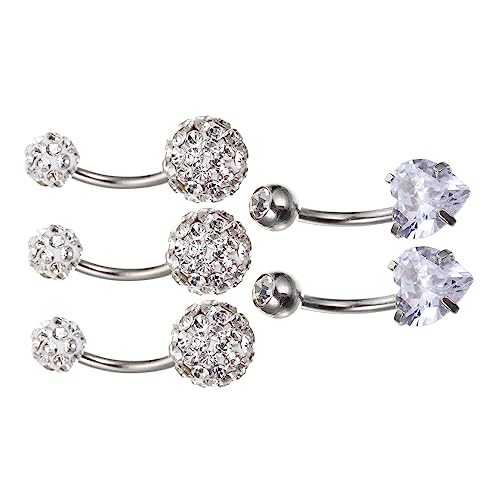 FRCOLOR 5 Stücke Stilvolle Bauchnabelringe Körperpiercing Schmuck Glänzende Zirkonia für Damen Modischer Nabelschmuck von FRCOLOR