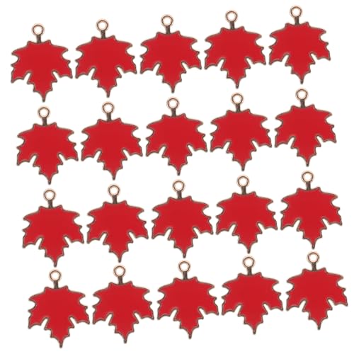 FRCOLOR 50 Stück Ahornblatt -Schmuckzubehör Blatt fallen Künstliche dekorative Blätter Halskettenanhänger für die Schmuckherstellung Metallblattreiz für Armbänder leaf charm Legierung rot von FRCOLOR