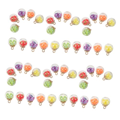 FRCOLOR 50 Stück Kugelanhänger mit Bunten Fruchtscheiben Fadebeständig und Wiederverwendbar Transparente Glasperlen für DIY Schmuckherstellung Bastelmaterial für Armbänder Halsketten von FRCOLOR