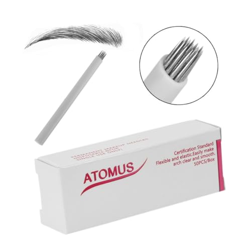 FRCOLOR 50 Stück Microblading Augenbrauen Nadeln Edelstahl Klingen mit Kunststoffhülle Elastisch und Langlebig Einzeln Verpackt Präzises Permanent Make Up Zubehör für Damen von FRCOLOR